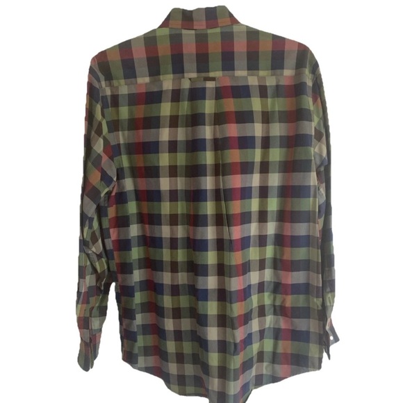 Orvis Signature Twill Plaid Cotton Shirt Shades of Green Blue Red - Picture 2 of 6